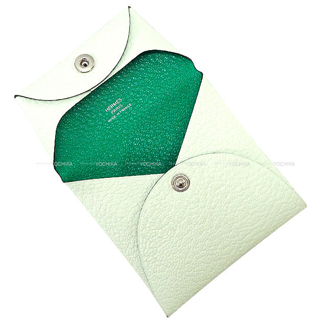 HERMES change purse Bastia Verso Vert Fizz/Menthe (Mint) Chevre Myzore Silver HW Stamp B[BRAND NEW][Authentic]