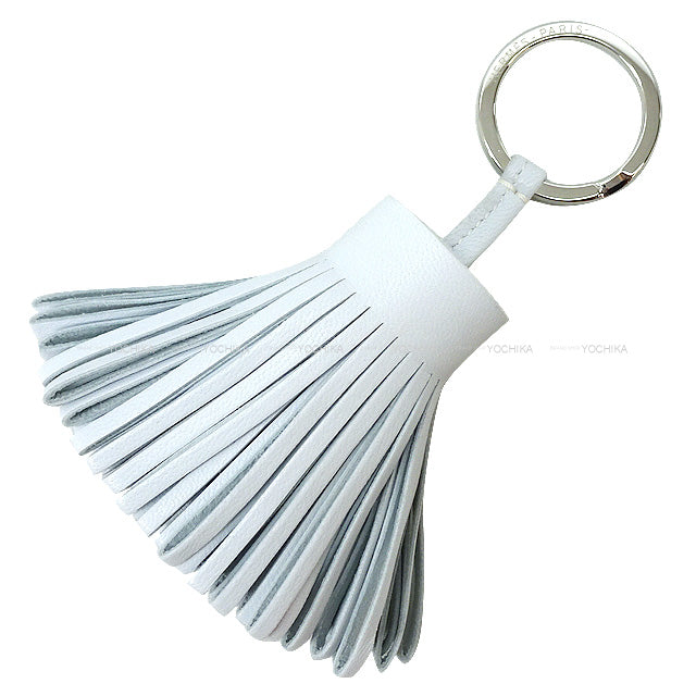 HERMES key ring Carmen Blue brume  Agneau Milo Silver HW Stamp U[BRAND NEW][Authentic]