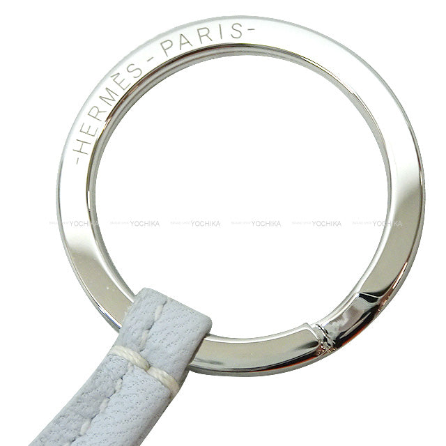 HERMES key ring Carmen Blue brume  Agneau Milo Silver HW Stamp U[BRAND NEW][Authentic]