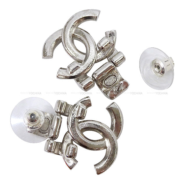 CHANEL pierced earring Rhinestone COCO mark Silver Silver HW ABA317[EXCELLENT][Authentic]