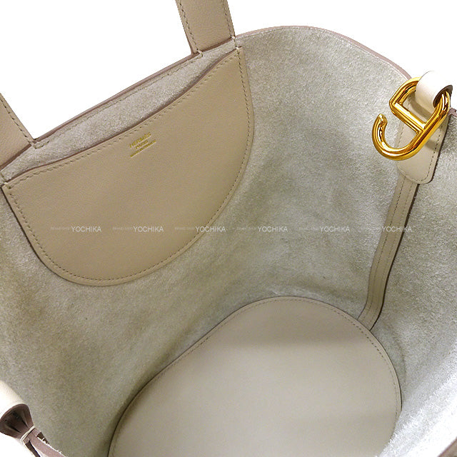 HERMES Handbag In the Loop 23 Beton Taurillon Clemence/Veau Swift Gold HW Stamp B[BRAND NEW][Authentic]