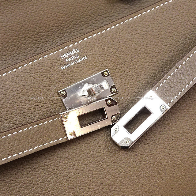 HERMES long wallet Kelly Wallet To Go Etoupe Evercolor Silver HW Stamp B[BRAND NEW][Authentic]