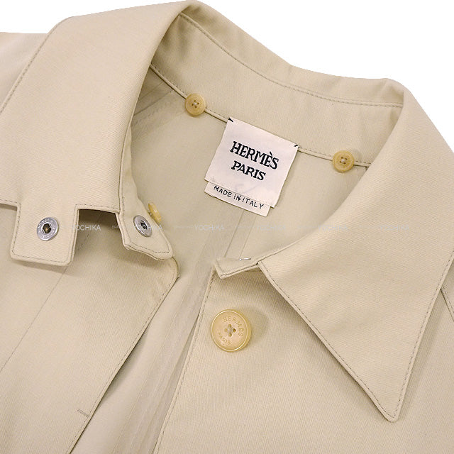 [Pre-loved] HERMES Stainless collar coat Ladies soutien collar coat ＃38 Beige Cotton 69％/Polyurethane 31%[LIKE NEW][Authentic]