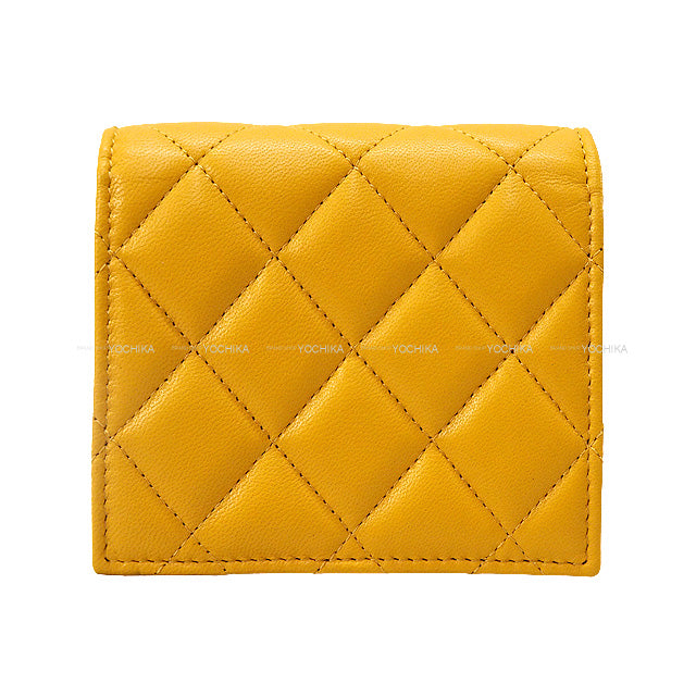 CHANEL Bi-fold wallet Coco Mark Small Wallet AP3185 mustard yellow Lambskin Mat Gold HW AP3185[BRAND NEW][Authentic]