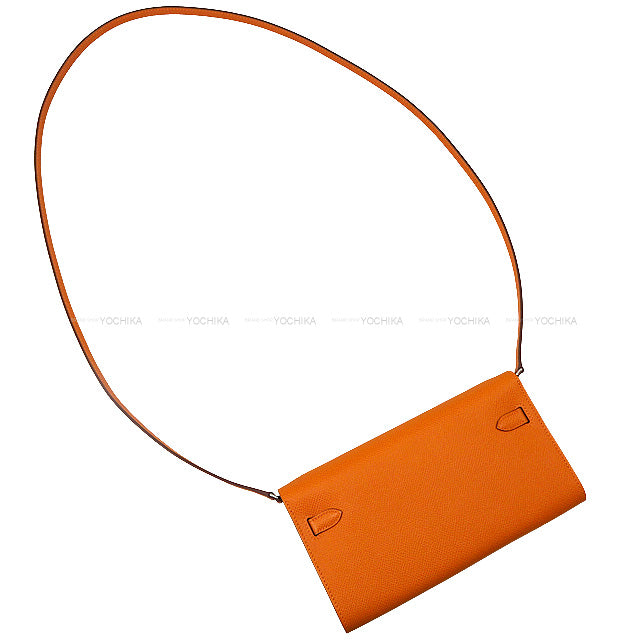 HERMES long wallet Kelly Wallet To Go Orange Veau Epsom Silver HW Stamp B[BRAND NEW][Authentic]