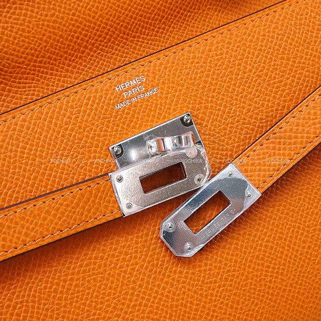 HERMES long wallet Kelly Wallet To Go Orange Veau Epsom Silver HW Stamp B[BRAND NEW][Authentic]