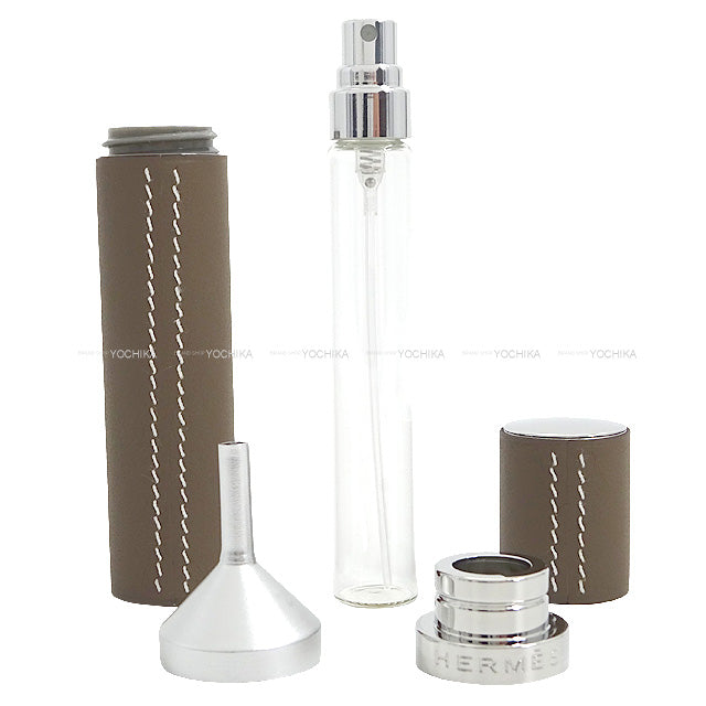 HERMES Perfume atomizer 10ml Boitier Cuir Etoupe Veau Swift Silver HW[BRAND NEW][Authentic]