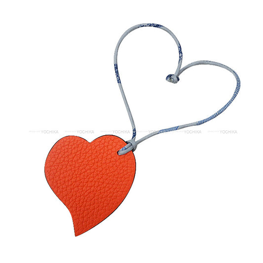 HERMES bag charm petit H Heart Feu Orange/Anemone Veau Togo/Chevre Myzore[BRAND NEW][Authentic]