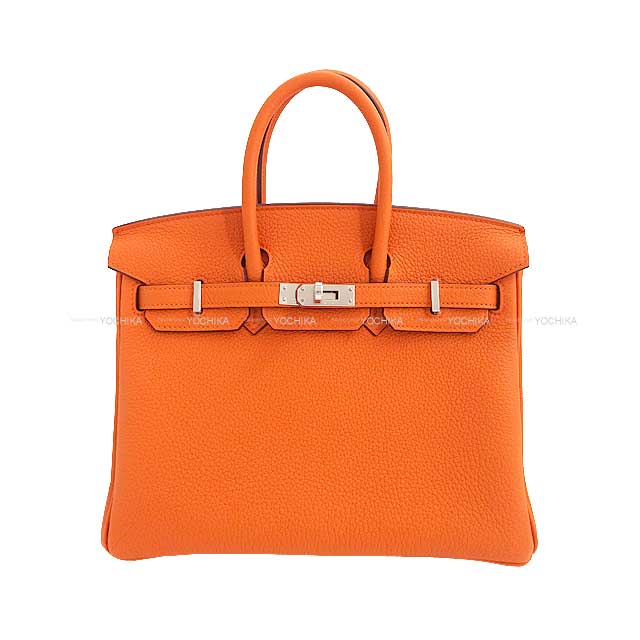 HERMES Handbag Birkin25 Orange Veau Togo Silver HW Stamp B[BRAND NEW][Authentic]