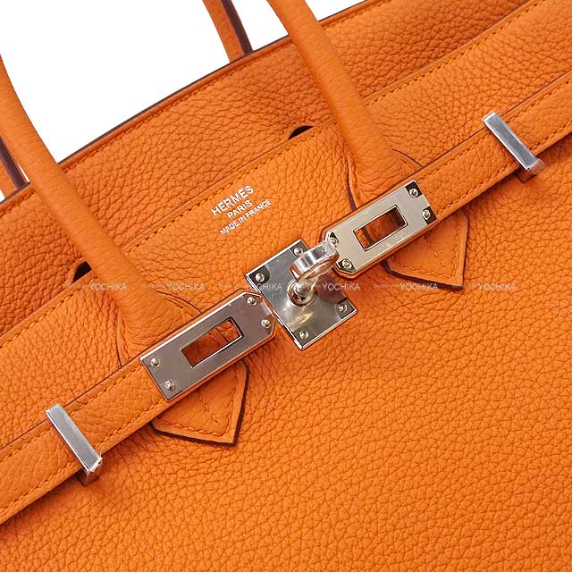 HERMES Handbag Birkin25 Orange Veau Togo Silver HW Stamp B[BRAND NEW][Authentic]