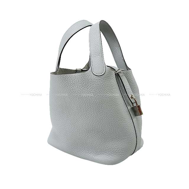 [Pre-loved] HERMES Handbag Picotin Lock 18 PM Bleu Pale Taurillon Clemence Silver HW Stamp T[LIKE NEW][Authentic]