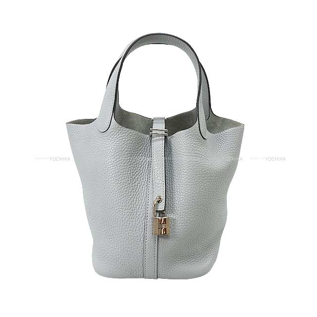 [Pre-loved] HERMES Handbag Picotin Lock 18 PM Bleu Pale Taurillon Clemence Silver HW Stamp T[LIKE NEW][Authentic]