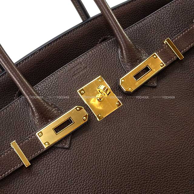 HERMES Handbag Birkin30 Ebene Barenia Faubourg Gold HW Stamp Z[EXCELLENT][Authentic]