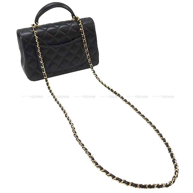 2023SS CHANEL Shoulder bag Top Handle20 Mini Flap Matelasse Noir (Black) Lambskin Champagne Gold HW AS2431[EXCELLENT][Authentic]