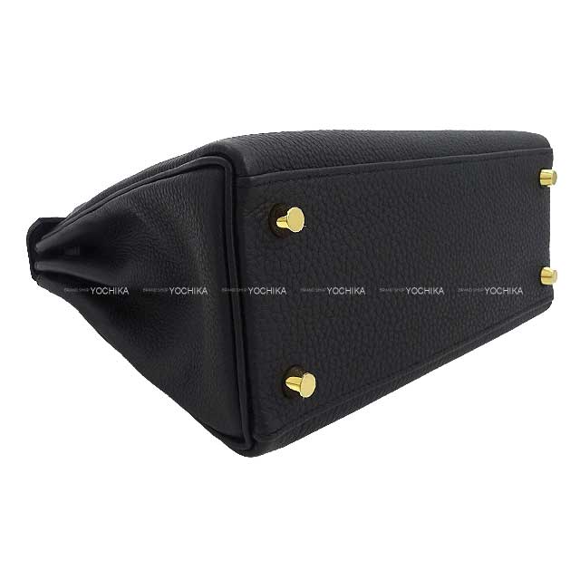 HERMES Shoulder bag Kelly25 Sellier Noir (Black) Veau Togo Gold HW Stamp U[ALMOST NEW][Authentic]