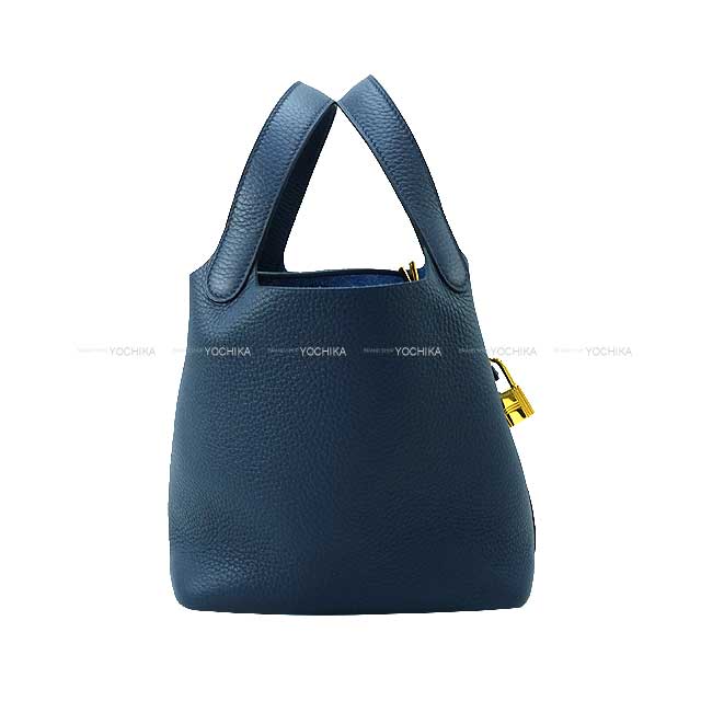 HERMES Handbag Picotin Lock 18 PM Bleu de Prusse Taurillon Clemence Gold HW Stamp U[BRAND NEW][Authentic]