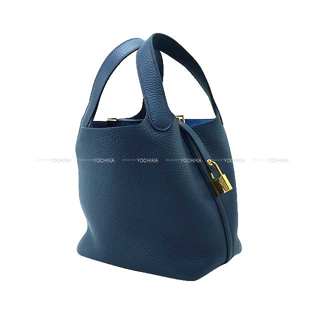 HERMES Handbag Picotin Lock 18 PM Bleu de Prusse Taurillon Clemence Gold HW Stamp U[BRAND NEW][Authentic]