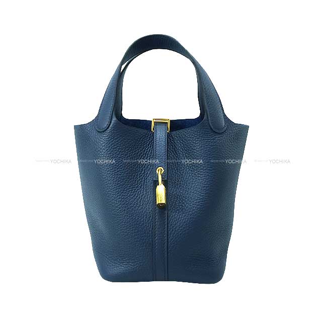 HERMES Handbag Picotin Lock 18 PM Bleu de Prusse Taurillon Clemence Gold HW Stamp U[BRAND NEW][Authentic]