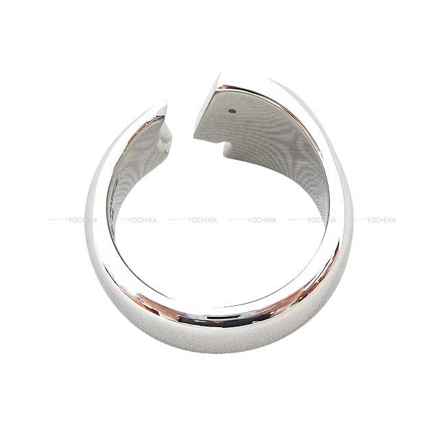 HERMES ring Clou de Selle Carrousel #60 Craie Lacquered metal/Stainless steel Silver HW[BRAND NEW][Authentic]