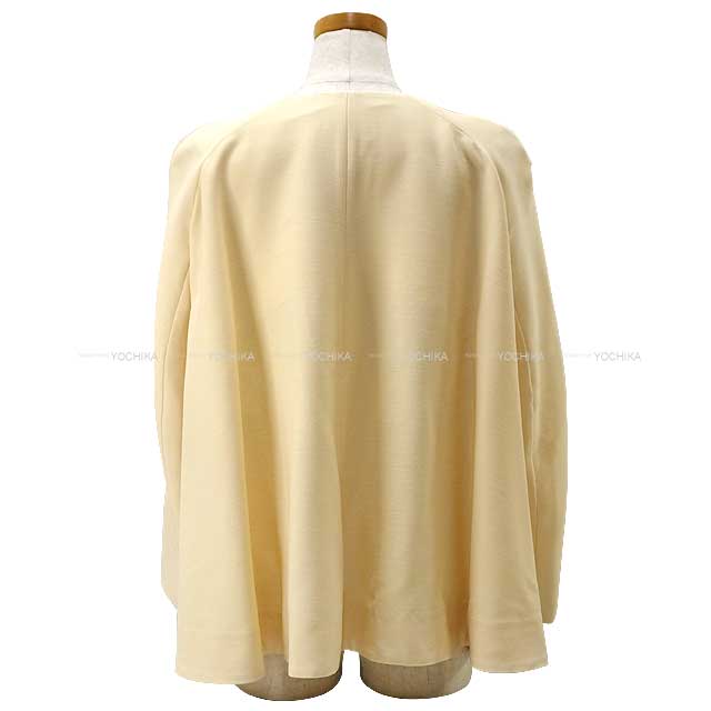 [Pre-loved] HERMES Plainly colored jacket Zip Up #38 Cream Yellow Wool/Silk 38 Silver HW[LIKE NEW][Authentic]