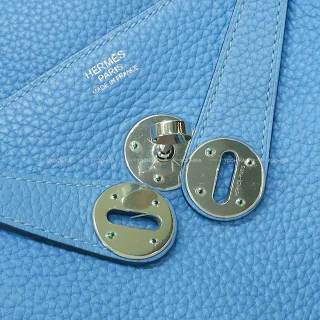 [Pre-loved] HERMES Shoulder bag Lindy 30 Bleu Paradis Taurillon Clemence Silver HW Stamp R[USED SA][Authentic]