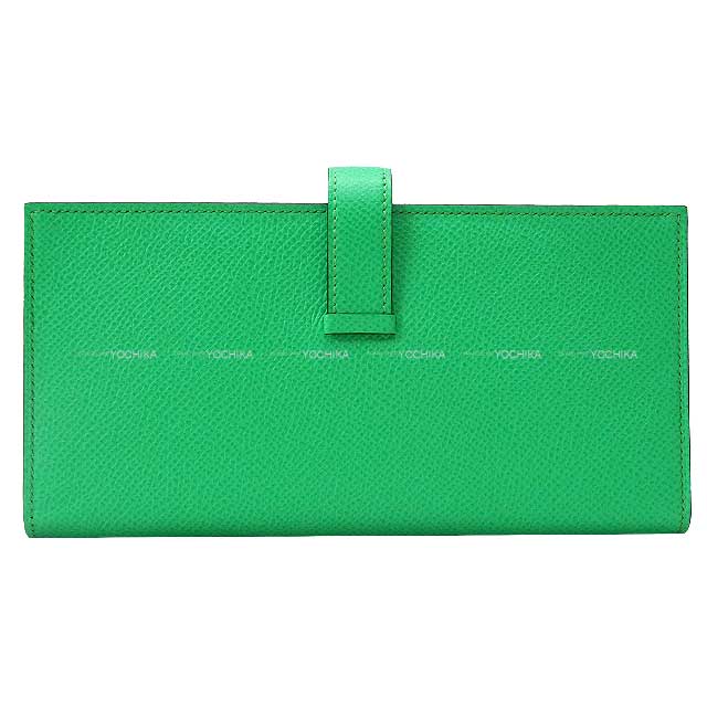 HERMES long wallet Bearn Soufflet Verso Vert comics/Vert Fizz Veau Epsom Silver HW Stamp B[BRAND NEW][Authentic]