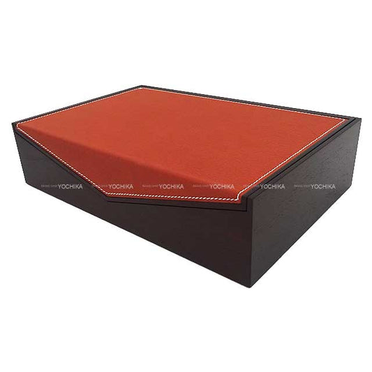 HERMES Storage Case Box Pleiade Brique Taurillon lisse/Mahogany[BRAND NEW][Authentic]