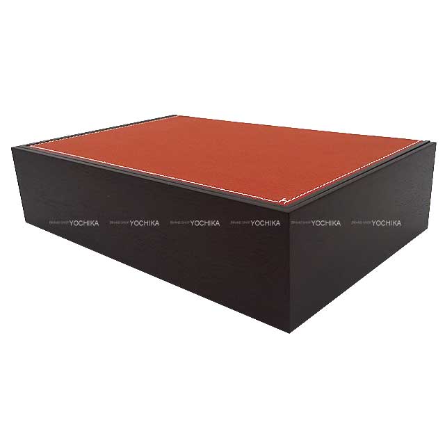 HERMES Storage Case Box Pleiade Brique Taurillon lisse/Mahogany[BRAND NEW][Authentic]