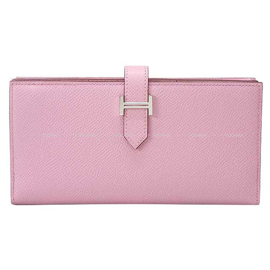 HERMES long wallet Bearn Soufflet Mauve sylvestre Veau Epsom Silver HW Stamp U[EXCELLENT][Authentic]