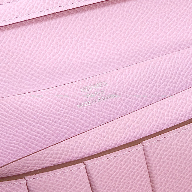 HERMES long wallet Bearn Soufflet Mauve sylvestre Veau Epsom Silver HW Stamp U[EXCELLENT][Authentic]