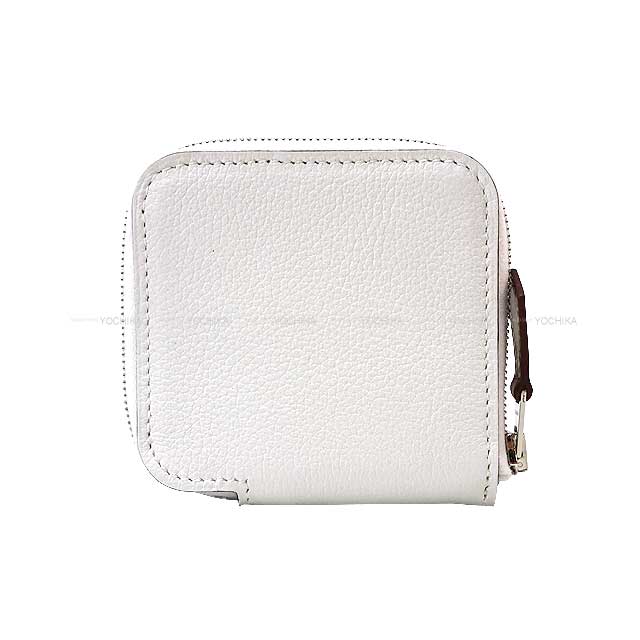 HERMES change purse Azap Silk in Mini Wild New White/Capucine/Bleu Zephyr Evercolor/Veau Barenia/Silk100% Silver HW Stamp B[BRAND NEW][Authentic]