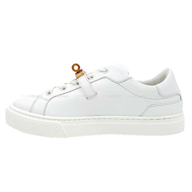 HERMES sneakers Day Kelly with belt Blanc (White) Calf Skin #35.5 Rose Gold HW[EXCELLENT][Authentic]