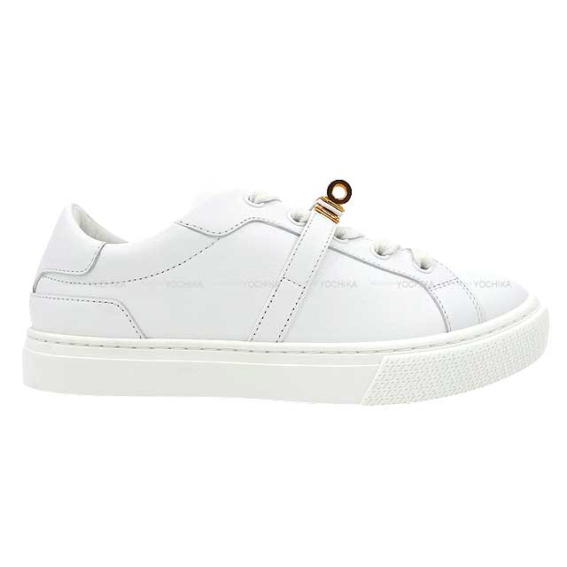 HERMES sneakers Day Kelly with belt Blanc (White) Calf Skin #35.5 Rose Gold HW[EXCELLENT][Authentic]