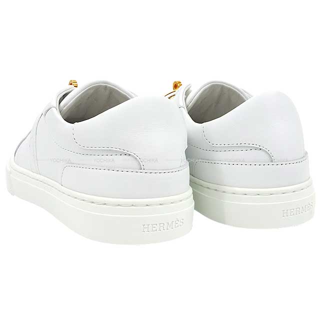 HERMES sneakers Day Kelly with belt Blanc (White) Calf Skin #35.5 Rose Gold HW[EXCELLENT][Authentic]