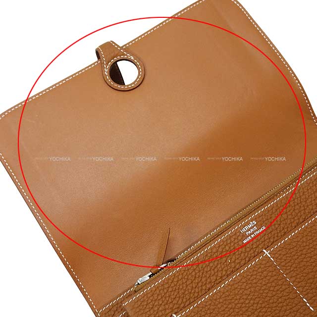 [Pre-loved] HERMES long wallet Dogon GM Gold Veau Togo Silver HW Stamp Y[LIKE NEW][Authentic]