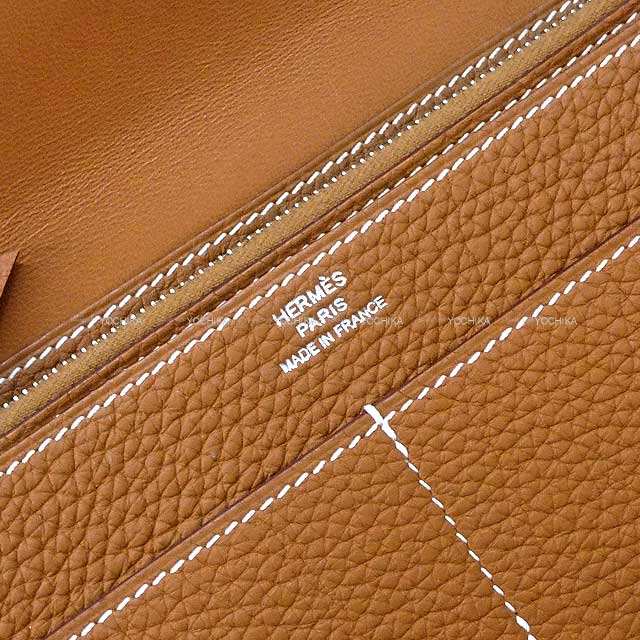 [Pre-loved] HERMES long wallet Dogon GM Gold Veau Togo Silver HW Stamp Y[LIKE NEW][Authentic]