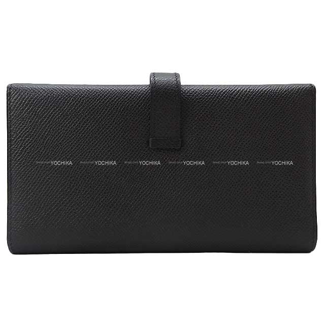 [Pre-loved] HERMES Tri-fold wallet Bearn 2PLIS Noir (Black) Veau Epsom Silver HW Stamp □J[LIKE NEW][Authentic]