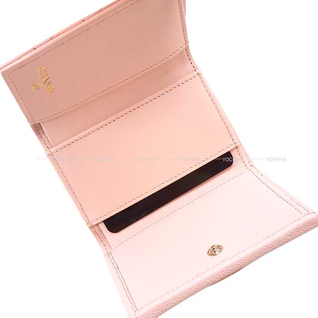 CHANEL Tri-fold wallet COCO Mark Matelasse Baby Pink Graind Calf(Caviarskin) Gold HW AP0230B10583NR644[BRAND NEW][Authentic]