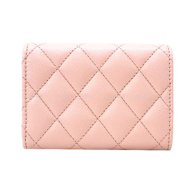 CHANEL Tri-fold wallet COCO Mark Matelasse Baby Pink Graind Calf(Caviarskin) Gold HW AP0230B10583NR644[BRAND NEW][Authentic]