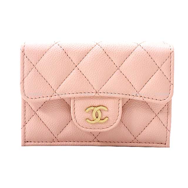 CHANEL Tri-fold wallet COCO Mark Matelasse Baby Pink Graind Calf(Caviarskin) Gold HW AP0230B10583NR644[BRAND NEW][Authentic]