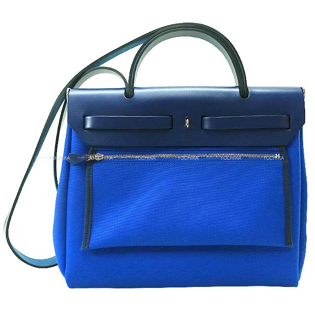 HERMES Shoulder bag HerBag Zip PM 31 Bleu Billard/Bleu Saphir(73) Toile Militaire/Vache Hunter Silver HW Stamp U[BRAND NEW][Authentic]