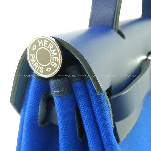 HERMES Shoulder bag HerBag Zip PM 31 Bleu Billard/Bleu Saphir(73) Toile Militaire/Vache Hunter Silver HW Stamp U[BRAND NEW][Authentic]