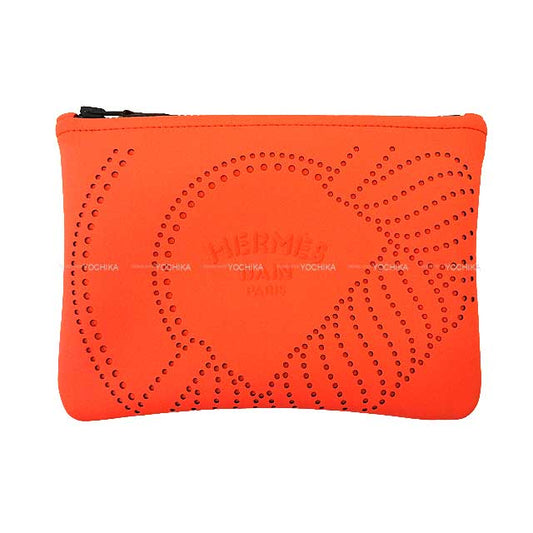 HERMES Pouch Flat NEO BAIN Canoe H PM Grenadine Polyamide/ Elasthane Black HW[BRAND NEW][Authentic]