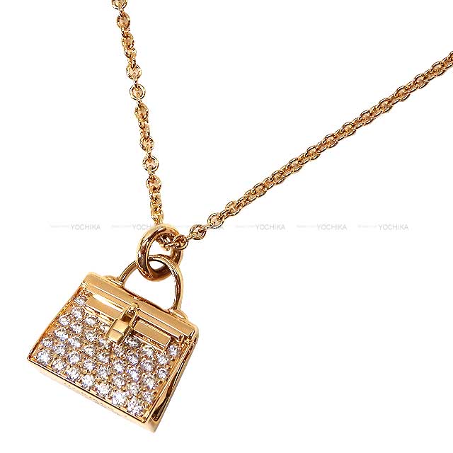 HERMES necklace Pendent Amulet Kelly K18 Pink gold/Diamond 0.39ct Rose Gold HW[BRAND NEW][Authentic]