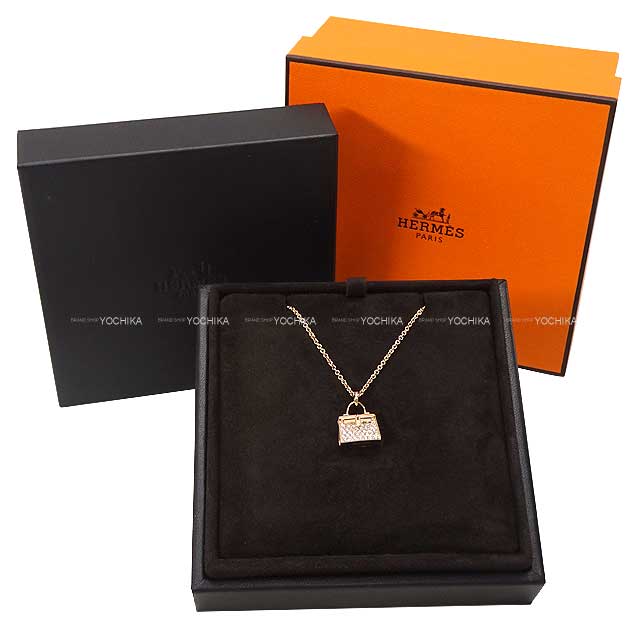 HERMES necklace Pendent Amulet Kelly K18 Pink gold/Diamond 0.39ct Rose Gold HW[BRAND NEW][Authentic]