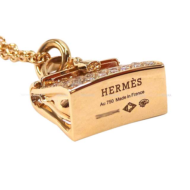 HERMES necklace Pendent Amulet Kelly K18 Pink gold/Diamond 0.39ct Rose Gold HW[BRAND NEW][Authentic]