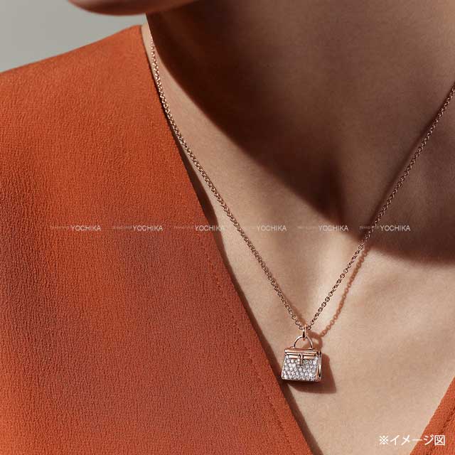 HERMES necklace Pendent Amulet Kelly K18 Pink gold/Diamond 0.39ct Rose Gold HW[BRAND NEW][Authentic]