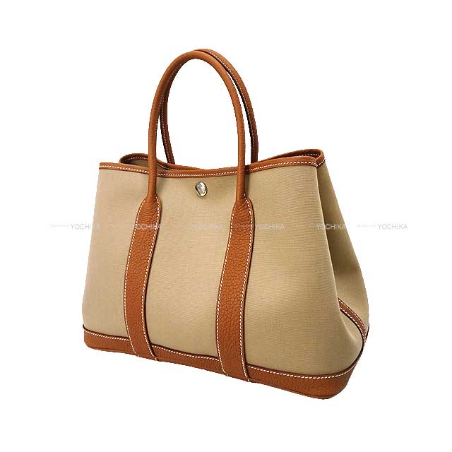 HERMES tote bag Garden Party 30 TPM Trench/Gold Toile officier/Veau Negonda Silver HW Stamp B[BRAND NEW][Authentic]