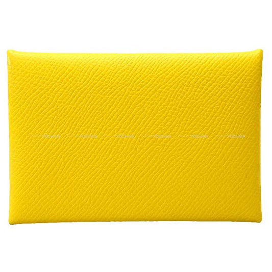 HERMES card holder Calvi Jaune de Naples Veau Epsom Silver HW Stamp U[BRAND NEW][Authentic]