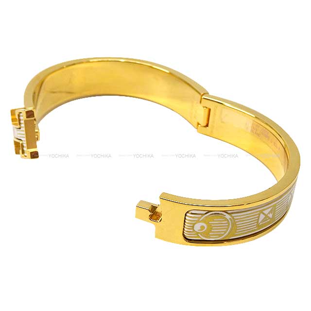 HERMES bracelet Clic H PM Bijoux Trompe LOeil Blanc (White) Gold HW[EXCELLENT][Authentic]